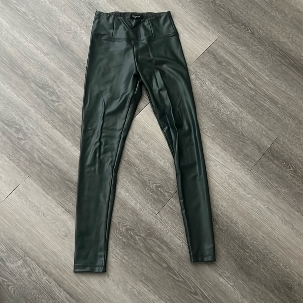 Dark green leather pants